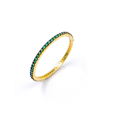 Anillo con zirconias verdes