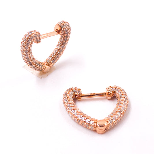 Aretes con corazón de zirconias blancas