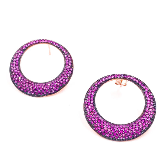 Argollas con zirconias fucsia