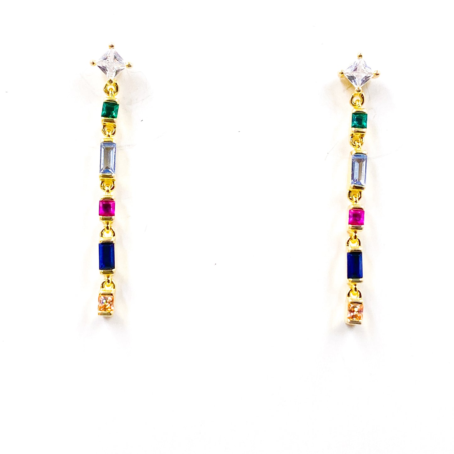 Aretes colgantes con zirconias de colores