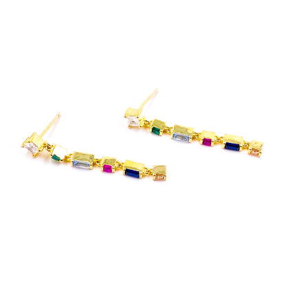 Aretes colgantes con zirconias de colores